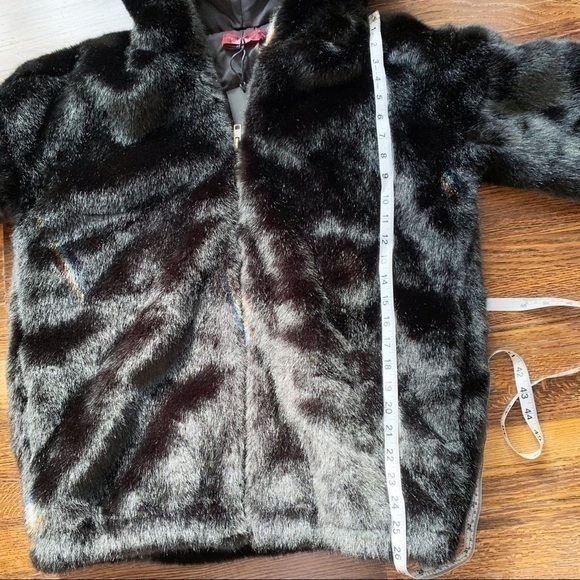 n: PHILANTHROPY Black Faux Fur‎ Full Zip Hooded Coat Jacket New Size Small - Picture 12 of 12